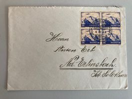 Kuvert Flugpostbriefmarken 30 Rappen, Stempel 6.X.42 Stempel