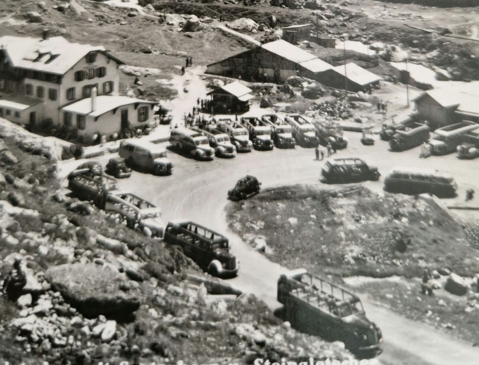 Ansichtskarten: Hotel Steingletscher, viele Oldtimer 1949 – Gebraucht aus Ebikon von Donar50 1