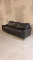 Modernes Ledersofa in dunkelgrau 3-Sitzer