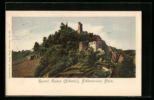 Ansichtskarten: AK Baden, Schlossruine Stein, 1901 – Gebraucht aus Berlin von bartko-reher