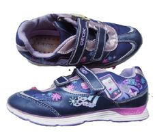 Gr. 34 GEOX Halbschuhe Sneaker Klett blau rosa + sie BLINKEN
