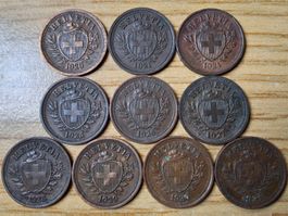 Lot 1 Rappen 1920/31 - 10 Stück - inkl. Abart!
