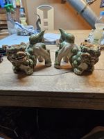 2x Keramik Figuren Hunde Asia Dekoration (T)