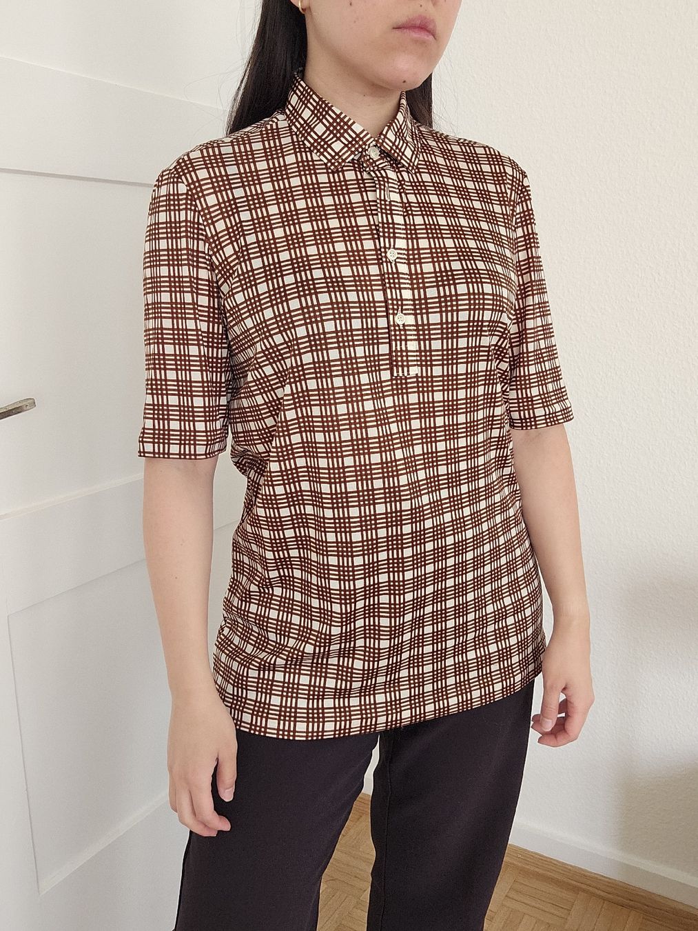 Camicette: Vintage Kariertes sehr elastisches Hemd ca. S/M – Usato da Zürich venduto da Mme.Sora 1