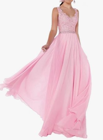 🌸 Wunderschönes, langes, rosa Kleid mit Spitze - Neu!🌸