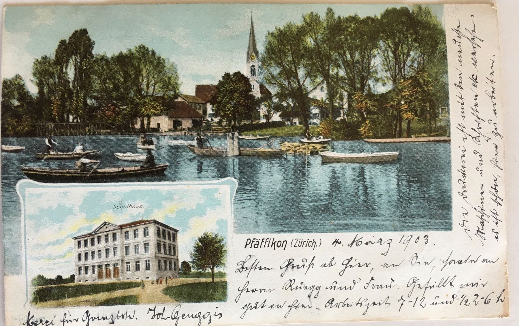 Ansichtskarten: Pfäffikon, Litho, Vollstempel Pfäffikon, 1903 – Gebraucht aus Frauenfeld von Merk52