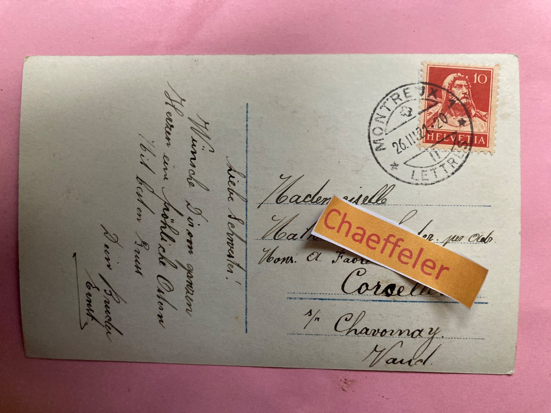Cartoline postali: 1921 antike Ansichtskarte: Joyèuses Pâques! – Usato da Zürich venduto da Chaeffeler 1