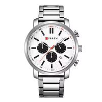 ⌚ Herrenuhr Multifunktionsuhr Stahl Silber Weiss Quarz NEU