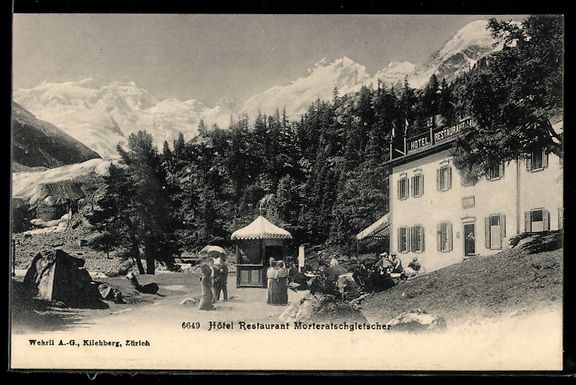 Ansichtskarten: Morteratschgletscher, Gäste vor dem Hot – Gebraucht aus Berlin von bartko-reher