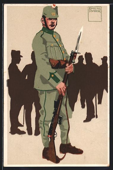 Photos, Lettres & Cartes p.: sign. Emil Huber: Schweizer Soldat mit B – D'occasion à Berlin par bartko-reher