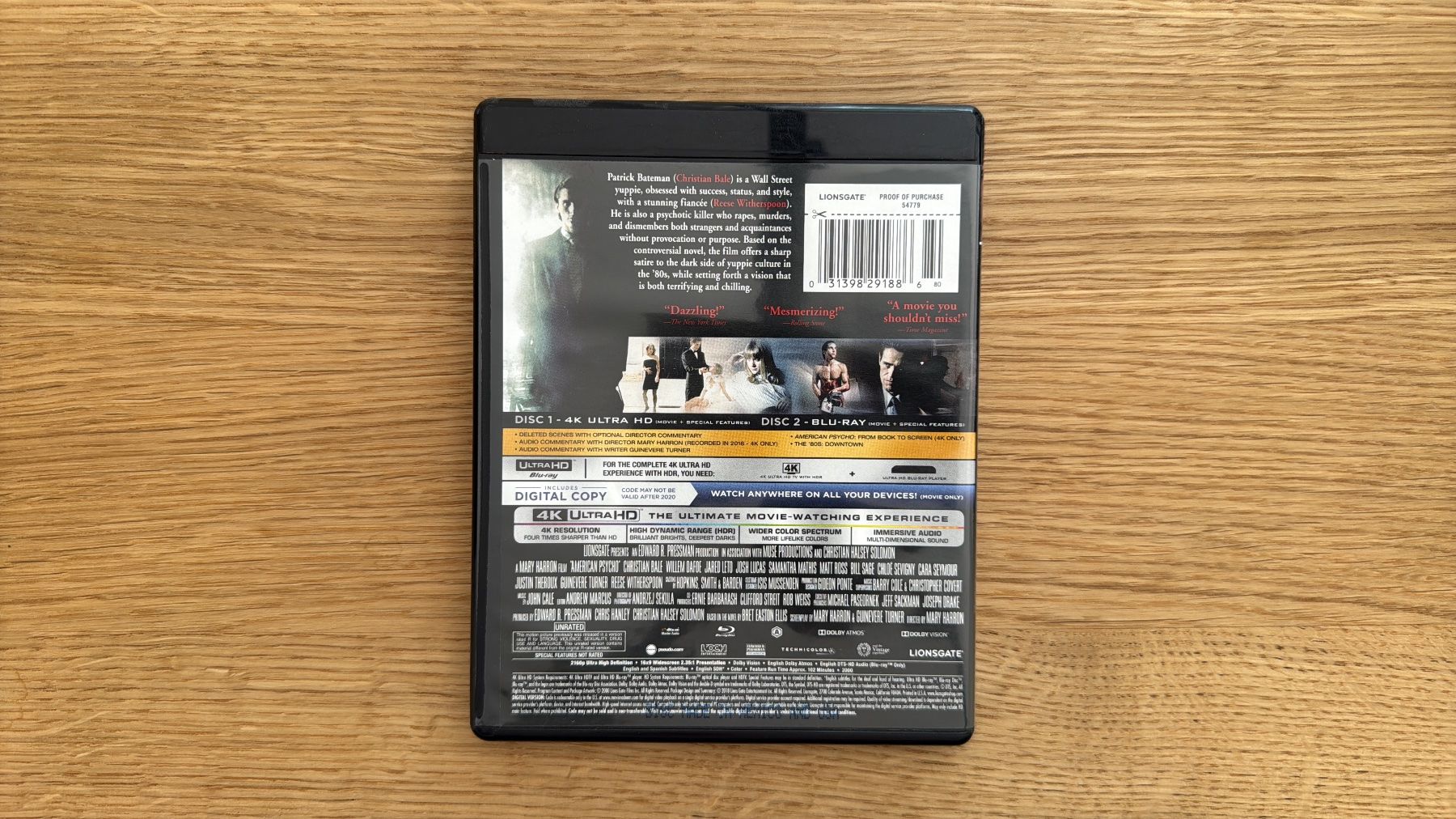 Tutti i DVDs: American Psycho - 4K UHD Blu-Ray – Usato da Wallisellen venduto da Art_Vendorlay 1