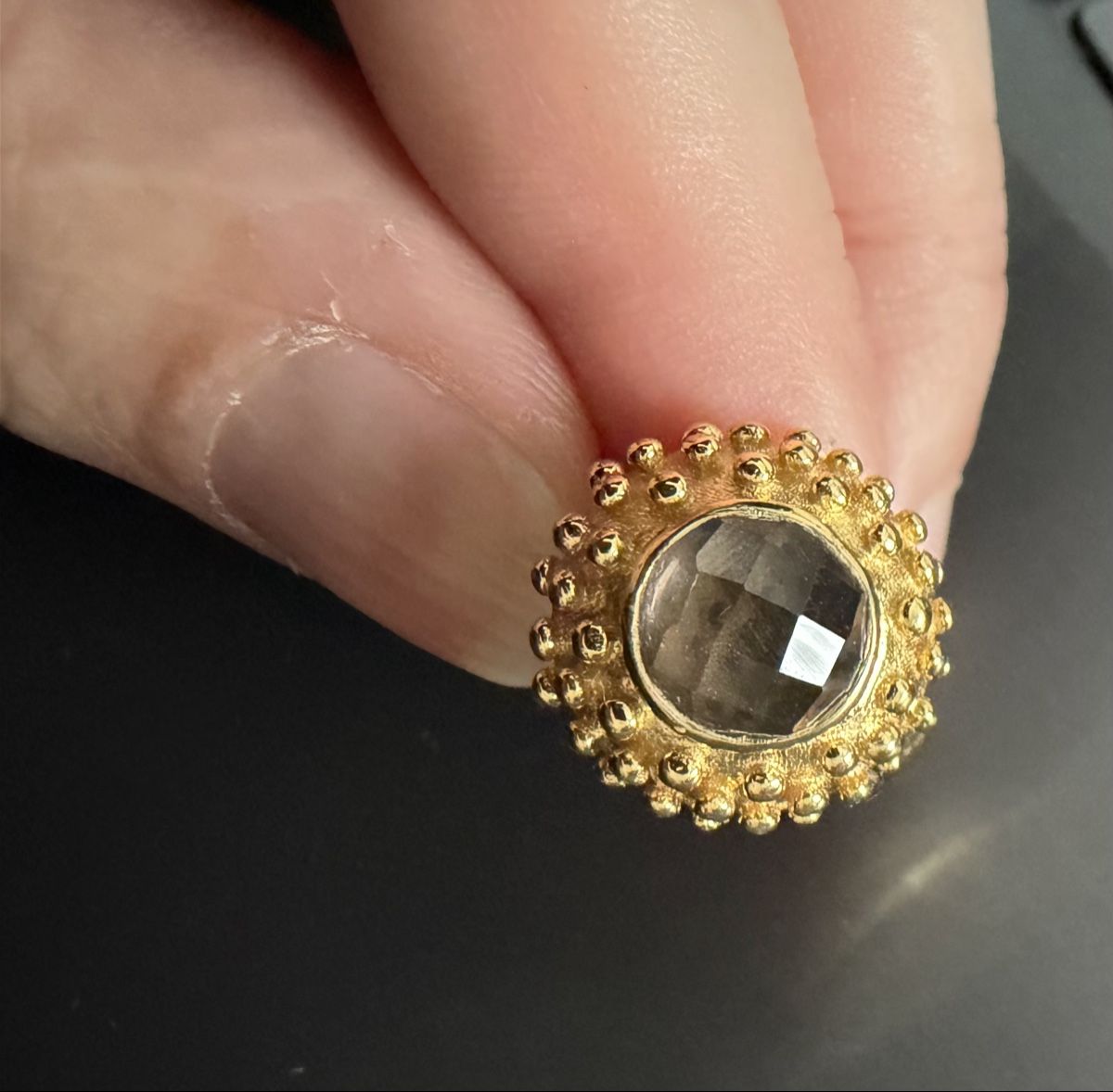 Anelli: Goldiger Vintage Ring mit Rauchquarz – Nuovo (secondo la descrizione) da Luzern venduto da Pool33 2