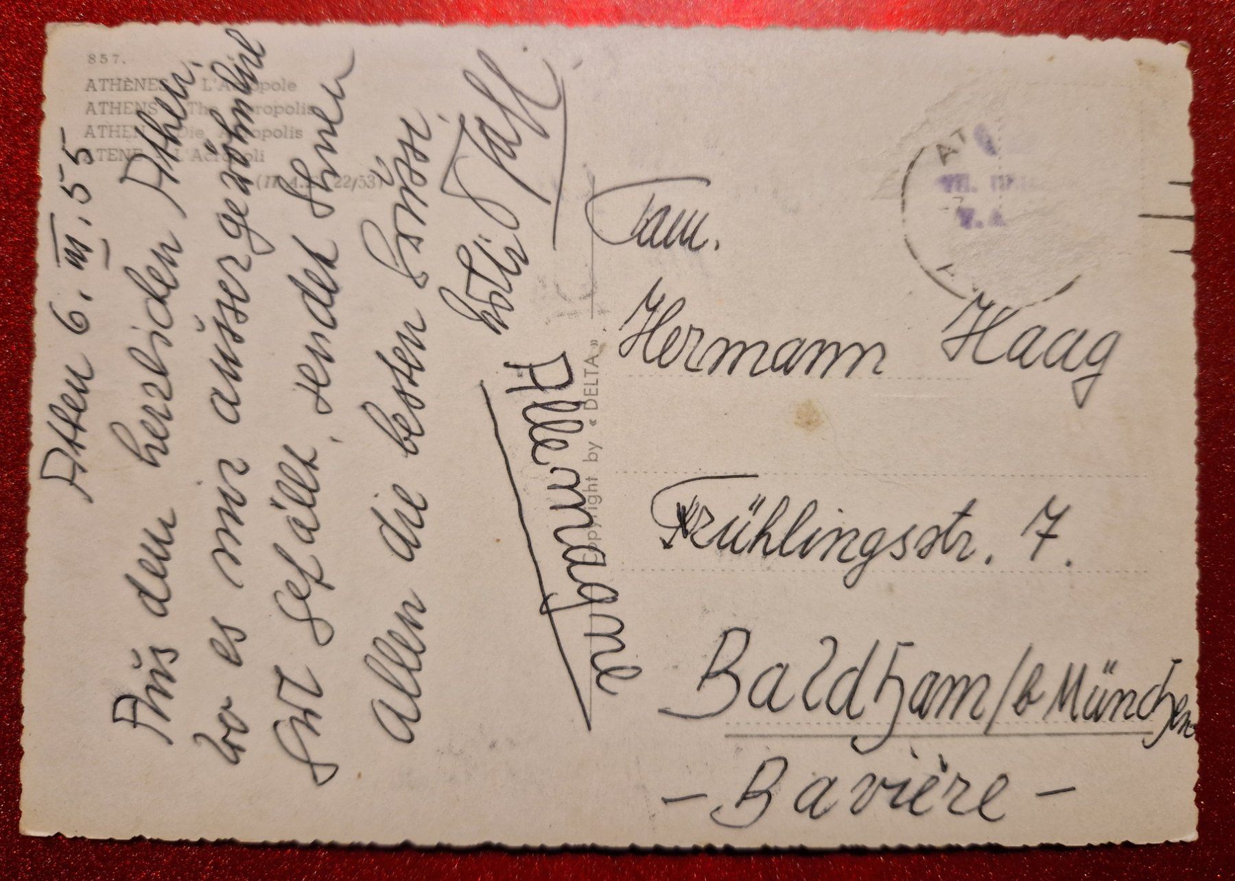 Cartoline postali: Athen Akropolis 1955 – Usato da Melchnau venduto da Arthurius 1