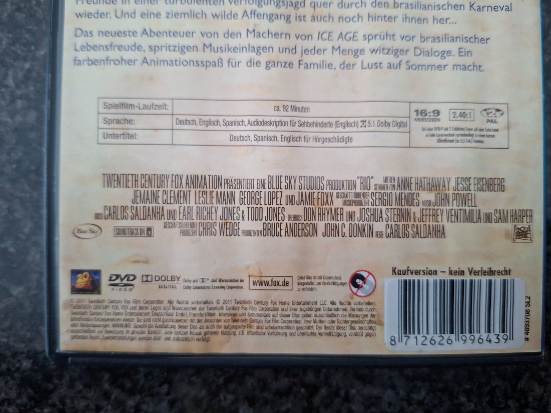 Tutti i DVDs: DVD - Rio / Eine Reise des Papagei Blu – Usato da Boniswil venduto da Totomat-Lady2 2