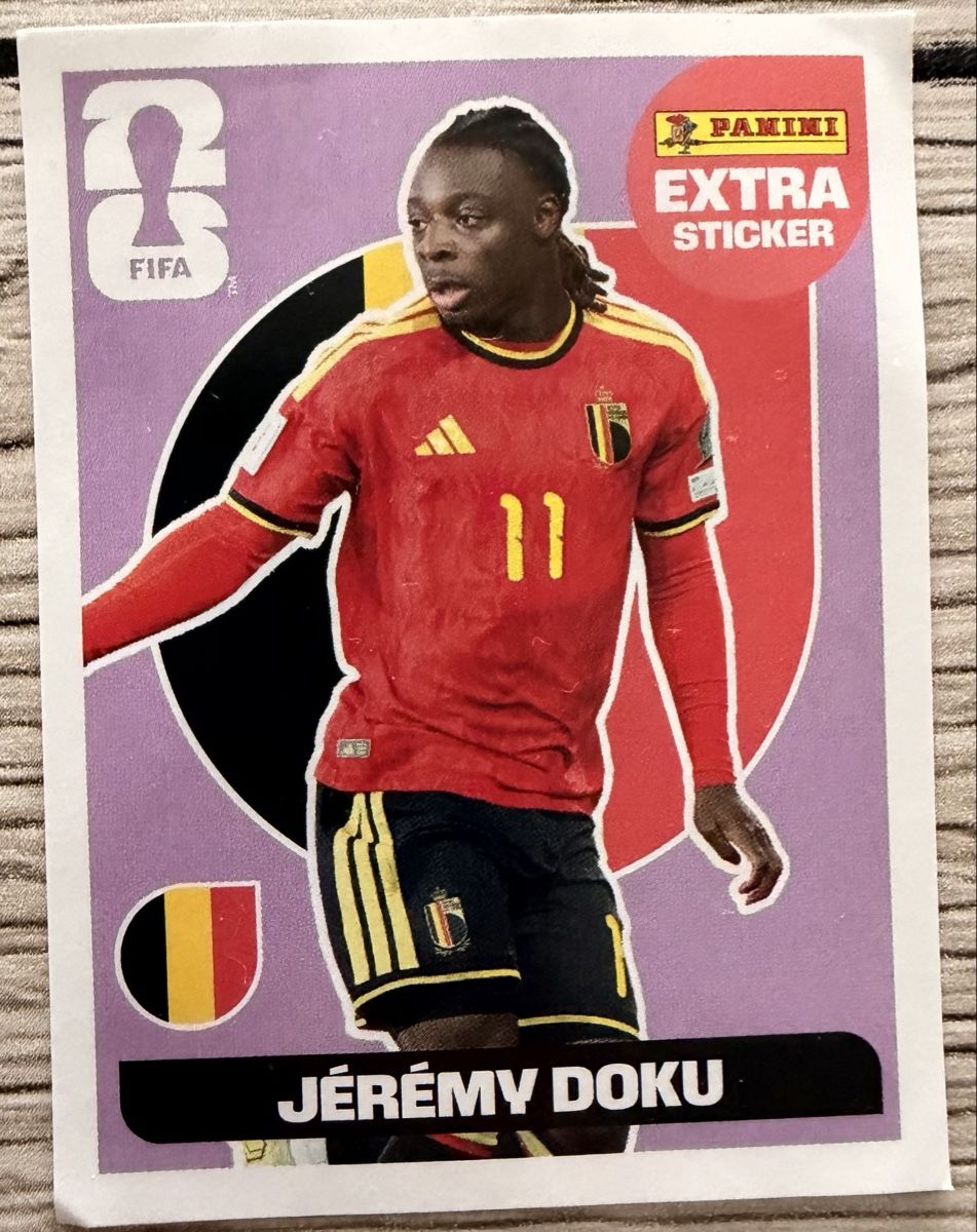 Panini Carte collezionabili: Jérémy Doku Panini Extra Sticker Purple – Usato da Schlieren venduto da Egis-Cake
