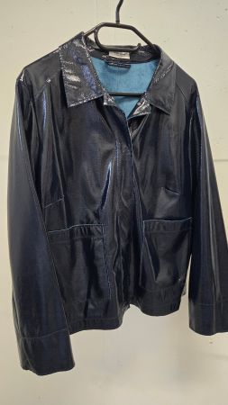 Jacke aus Kunstleder "Lack-crash-Optik" - dunkelblau