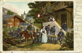 Soldatenkarte - vor Wirtshaus + 1902