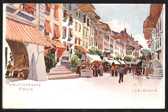 Cartoline postali: Thun, Partie der Hauptstrasse – Usato da Berlin venduto da bartko-reher