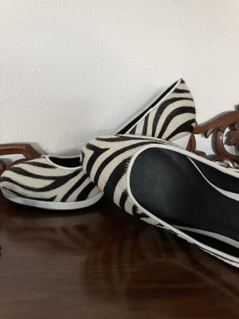 Damen Pumps Gr. 40 Zebra Heels Muster schwarz weiß