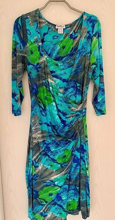 Shaping Jersey-Kleid mit Blumenmuster blau-grün  Gr  36
