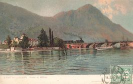 Lago Lugano Ponte Melide Boot Battello Schiff Zug