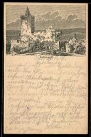 Litho Rudelsburg, Blick zur Burg, Ganzsa