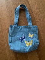 kleine Handtasche für Kinder (blau mit Schmetterlingen)