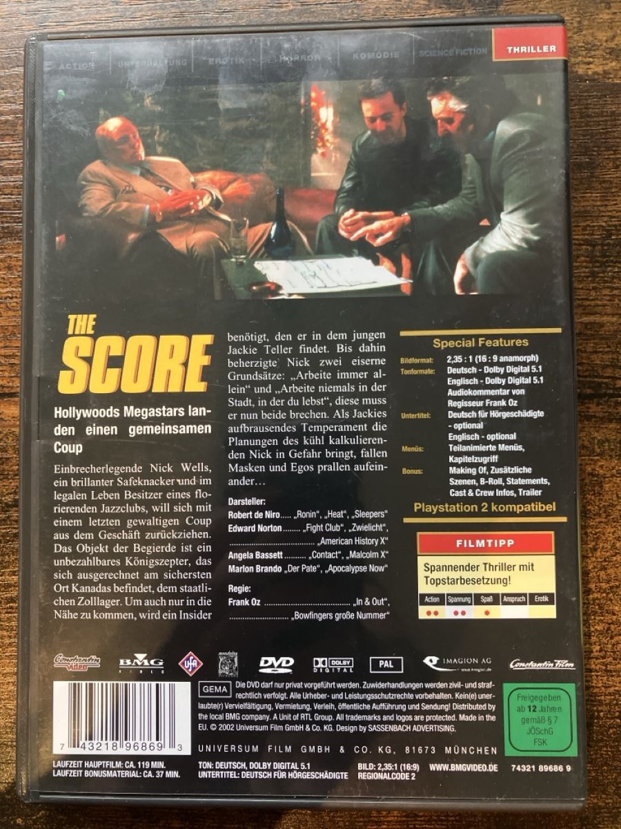 Tous les DVDs: The Score DVD – D'occasion à Glarus par Jhuber78 1