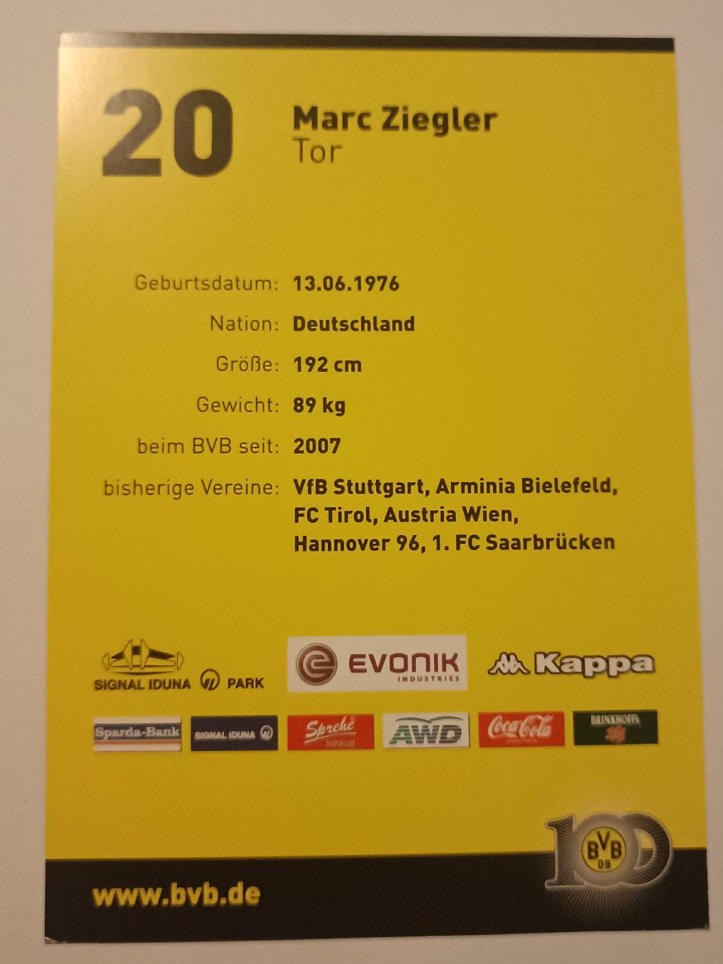 Autogramme: Marc Ziegler - BorussiaDortmund - BVB Handsigniert – Gebraucht aus Menziken von Artographs 1