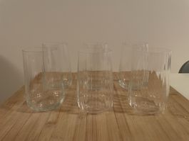 6 Wassergläser Glas klar geriffelt