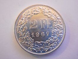 2 Fr. 1967 silber  unz/stgl