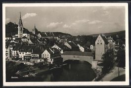 Baden, Brücke über dem Fluss, Blick zu
