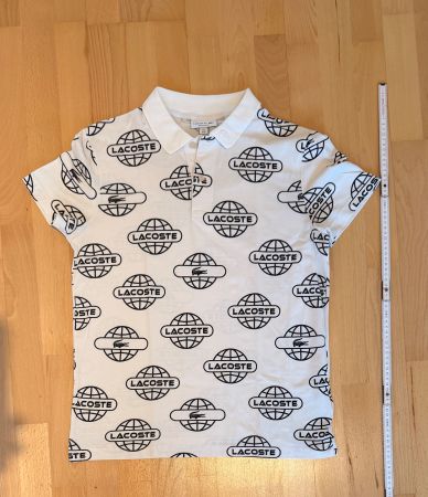 Lacoste Polo Shirt weiss mit Muster Grösse M gebraucht