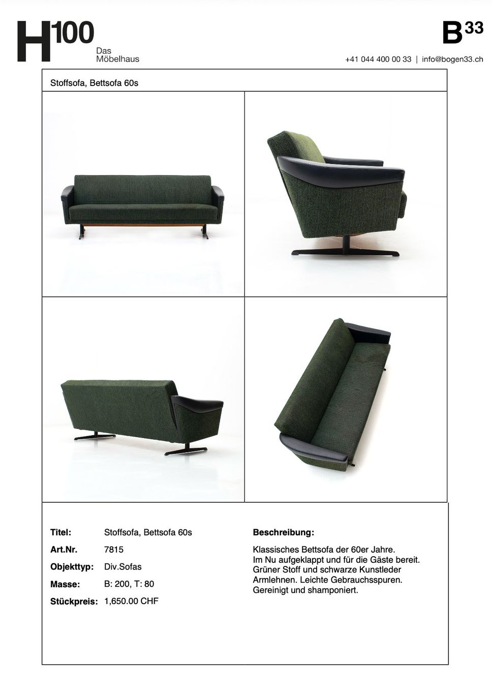 Divani: Stoffsofa, Bettsofa 60s von Bogen33 – Usato da Zürich venduto da dobi07 9