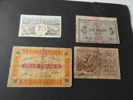 Frankreich um 1920, Regionalausgaben 4 alte Scheine