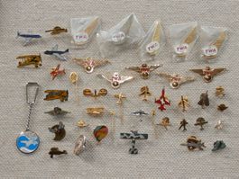 Lot Pins Aviatik Swissair Militär etc