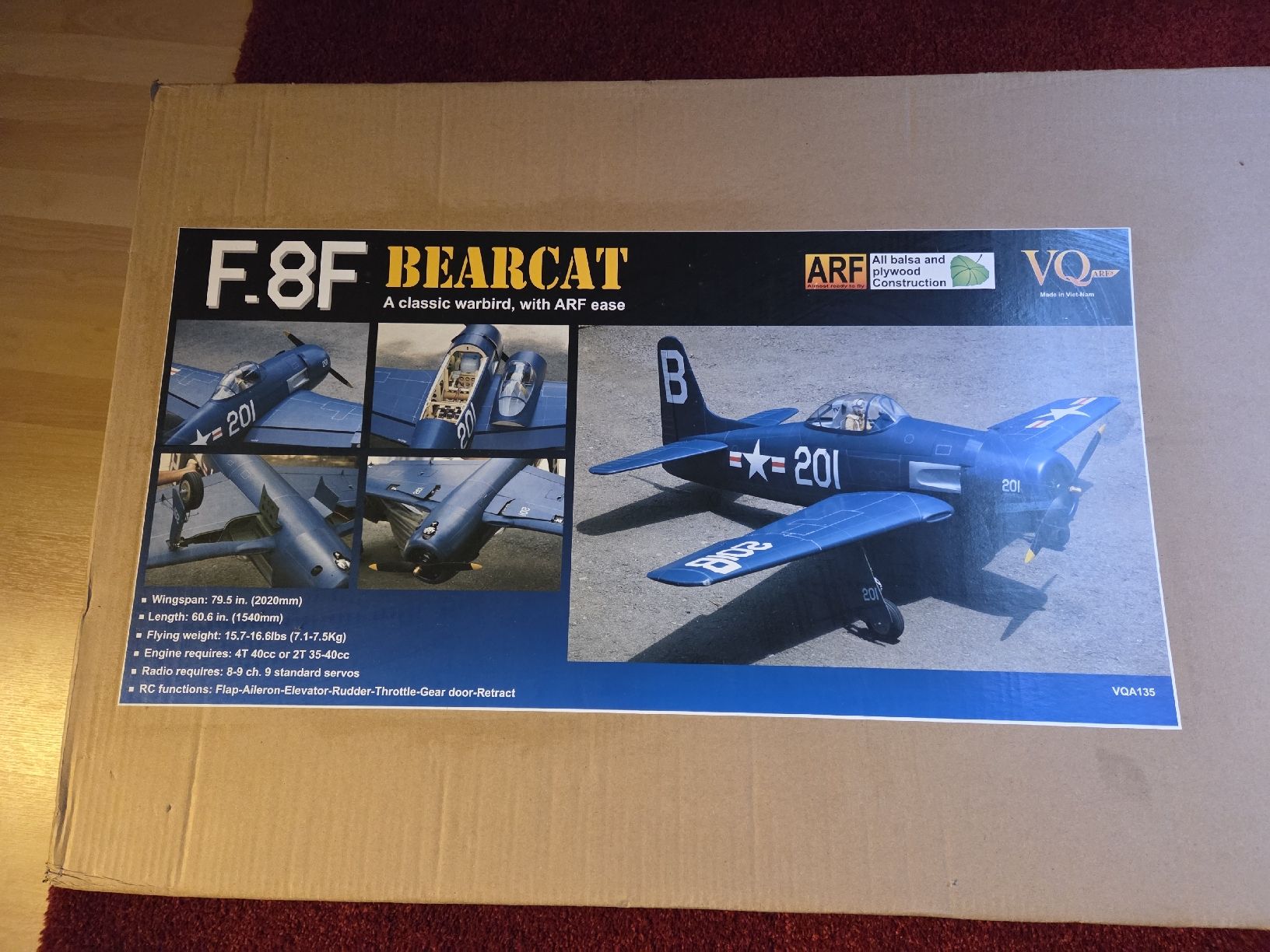 VQ Models F8F Bearcat ARF , Spannweite 2m, Neu im Karton (Neu und ...