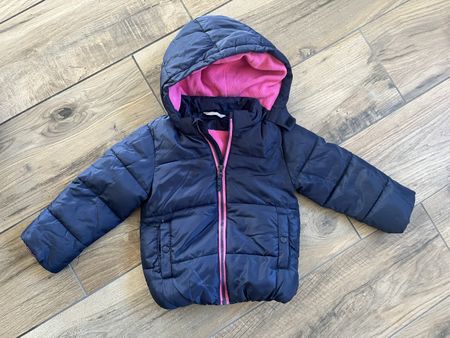 Winterjacke, guter Zustand, Grösse 92, Dunkelblau/Pink!