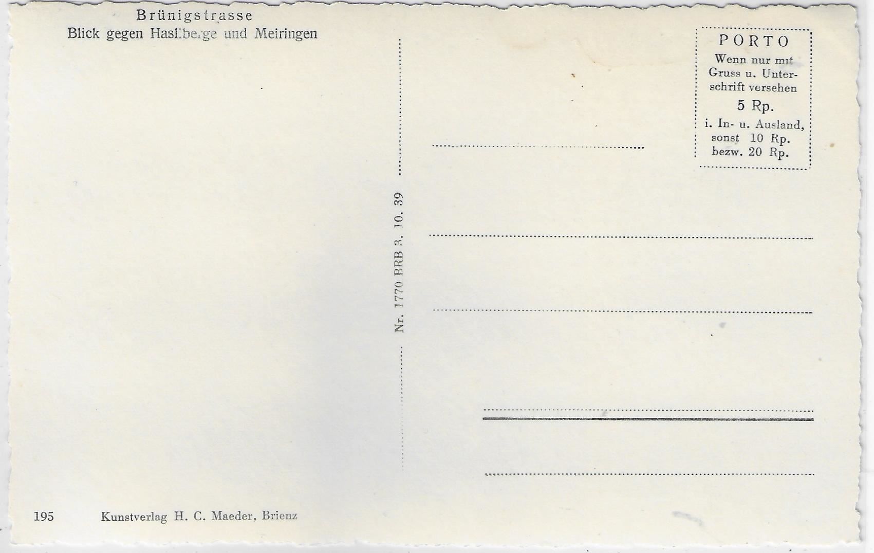 Cartoline postali: Brünigstrasse – Antico da Ettingen venduto da Kartenplanet 1