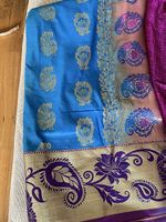 Ungetragener Seiden-Sari mit Dupatta