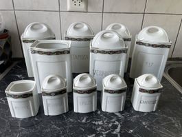 Vorrats Dosen Keramik pots d'epices 11 Stück Jugendstil