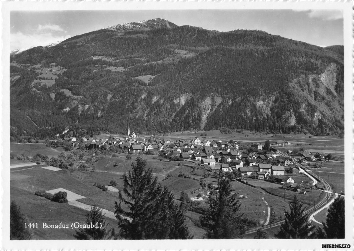Cartoline postali: Bonaduz GR // ca. 1940 Dorf – Usato da Basel venduto da intermezzo12