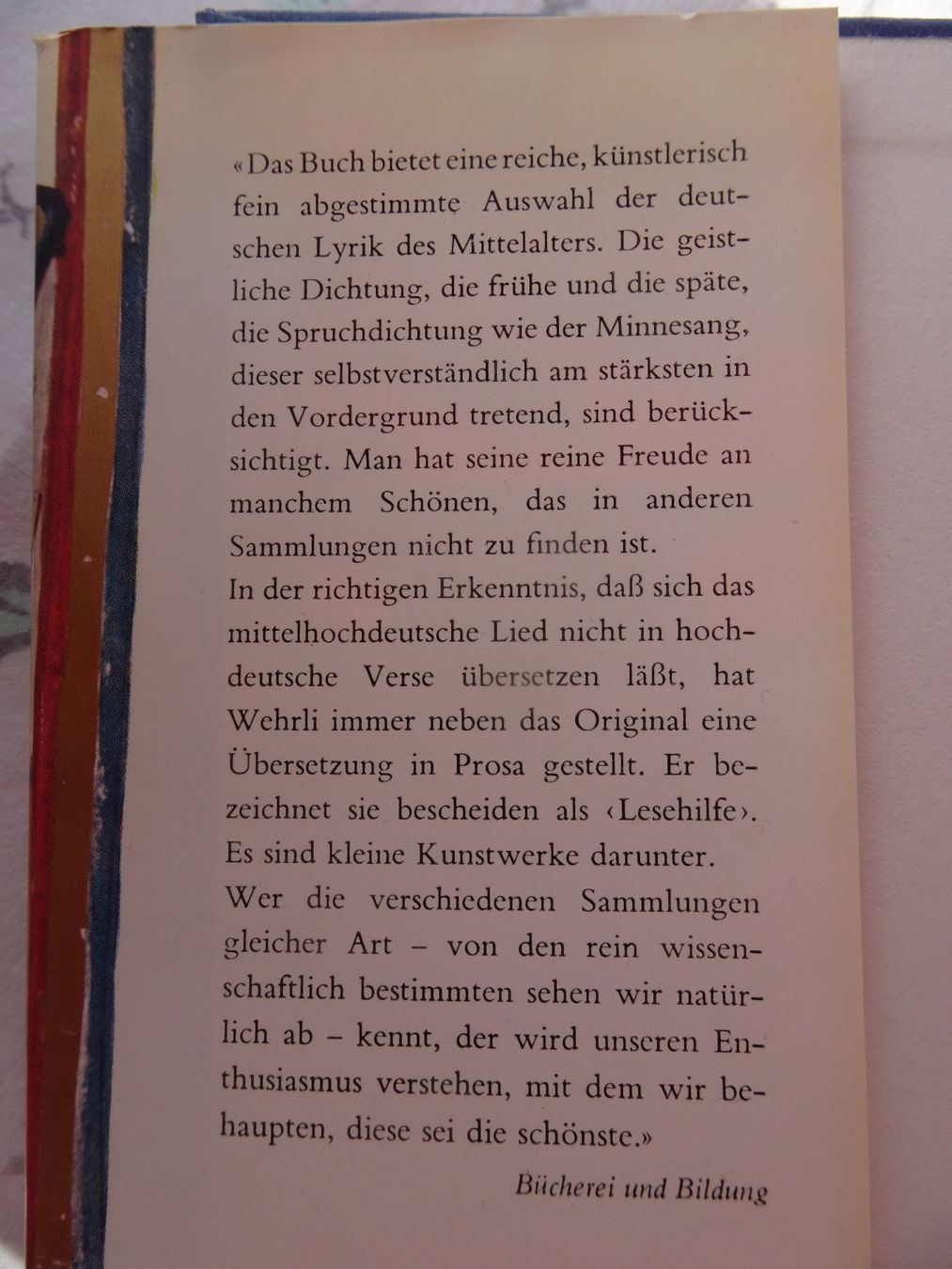 Bücher: Deutsche Lyrik des Mittalalters – Gebraucht aus männedorf von purzelchen 1