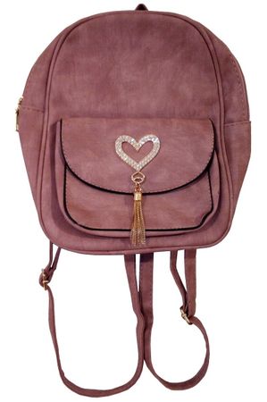 Kunstleder Rucksack mit Herz Anhänger