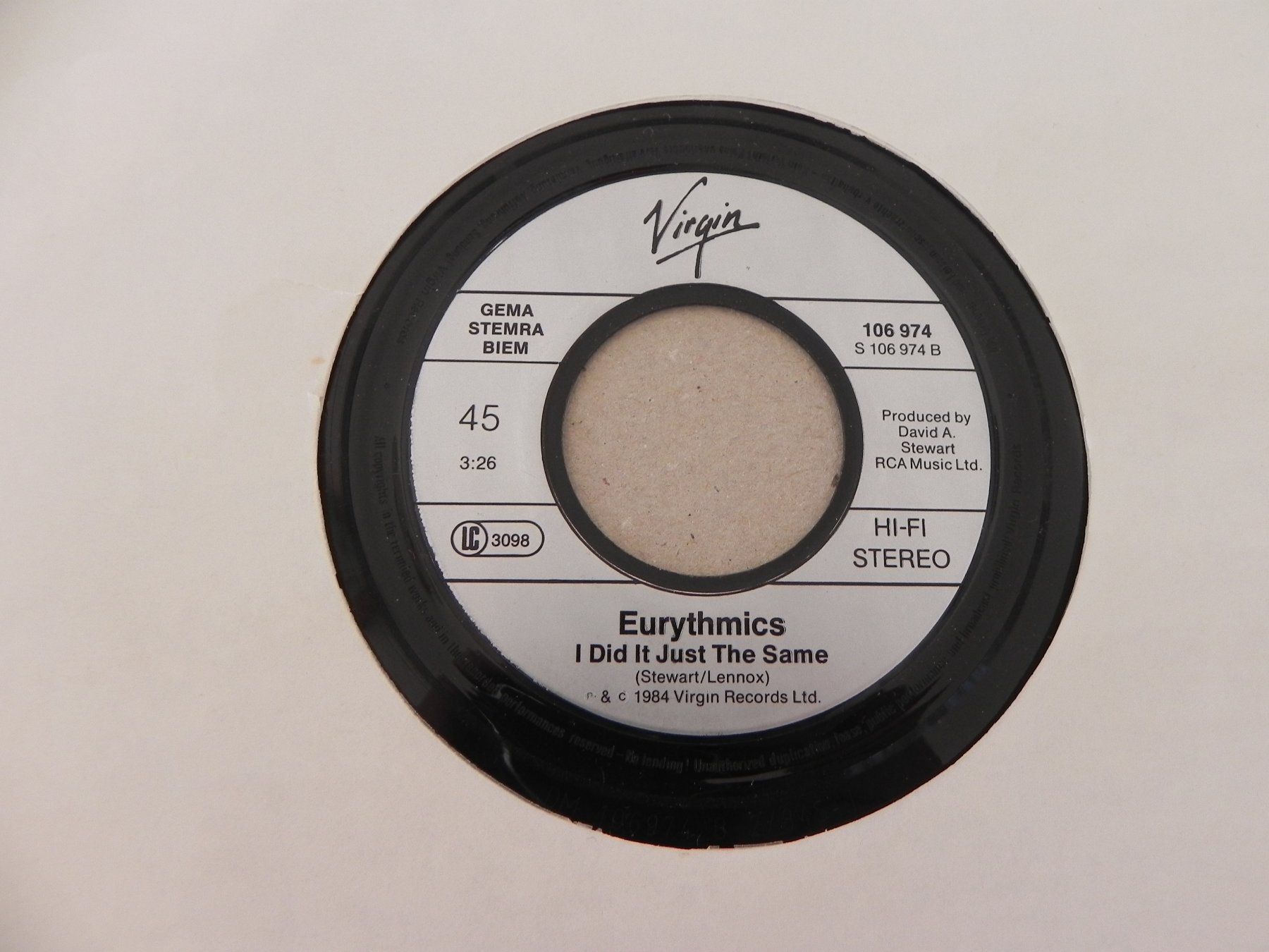 Dischi in vinile: Single brit. Pop Duo Eurythmics 1987 Missionary Man – Usato da Siebnen venduto da krimsie 3