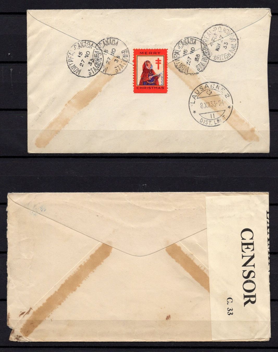 Tutti i francobolli: R1851  /  CANADA 1933 (Censor )1939 / 1933 – Usato da Ste-Croix venduto da MONT-TAGNAC 1