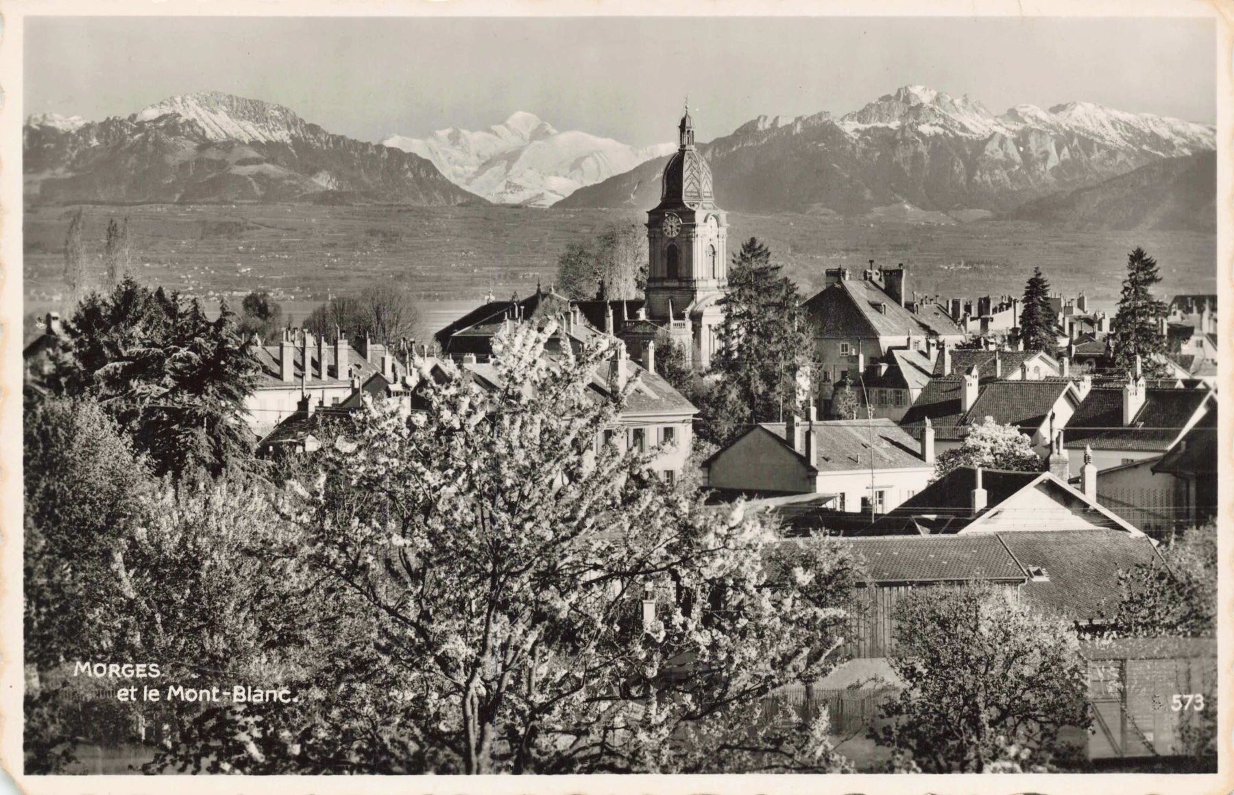 Cartoline postali: Morges et le mont blanc – Usato da Biasca venduto da Blenio71