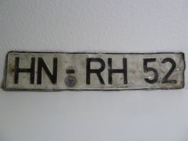 Nummernschild Auto / Kfz-Kennzeichen Deutschland HN-RH 52