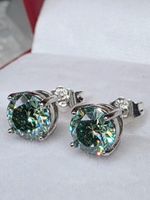 Boucles d'oreille argent avec moissanites 2 ct certifié GRA