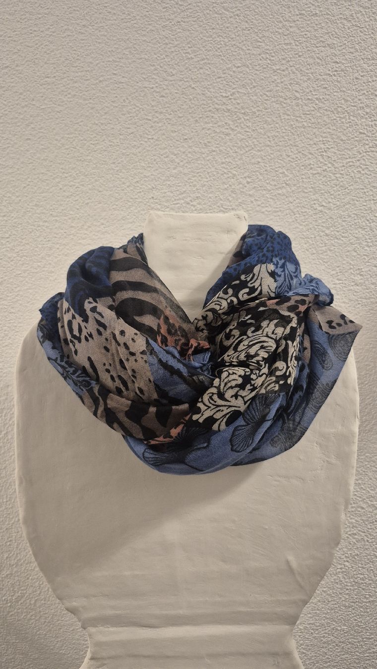 Foulards & écharpes: Foulard/Sciarpa patchwork donna blu leopardata zebra florea – Neuf (Voir description) à Giubiasco par Stefaniav 6